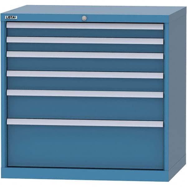 LISTA - 6 Drawer, 84 Compartment Bright Blue Steel Modular Storage Cabinet - Exact Tool & Supply