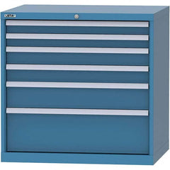 LISTA - 6 Drawer, 84 Compartment Bright Blue Steel Modular Storage Cabinet - Exact Tool & Supply