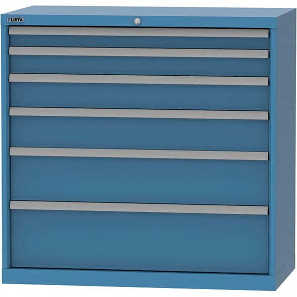 LISTA - 6 Drawer, 84 Compartment Bright Blue Steel Modular Storage Cabinet - Exact Tool & Supply
