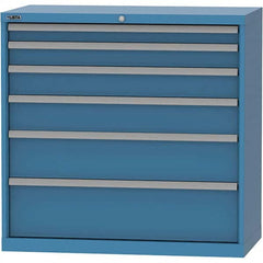 LISTA - 6 Drawer, 84 Compartment Bright Blue Steel Modular Storage Cabinet - Exact Tool & Supply