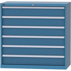 LISTA - 6 Drawer, 84 Compartment Bright Blue Steel Modular Storage Cabinet - Exact Tool & Supply