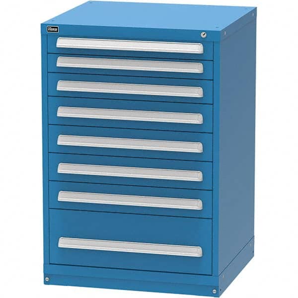 Vidmar - 8 Drawer, 124 Compartment Bright Blue Steel Modular Storage Cabinet - Exact Tool & Supply