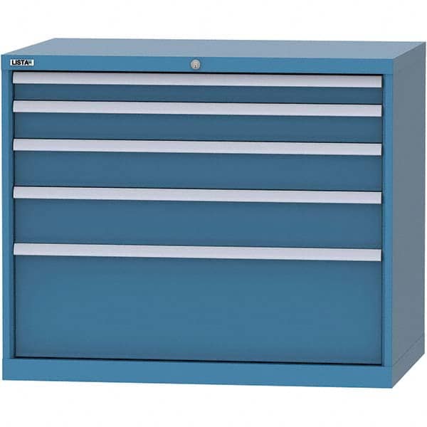 LISTA - 5 Drawer, 99 Compartment Bright Blue Steel Modular Storage Cabinet - Exact Tool & Supply