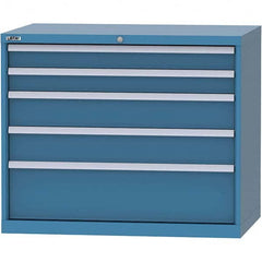 LISTA - 5 Drawer, 99 Compartment Bright Blue Steel Modular Storage Cabinet - Exact Tool & Supply