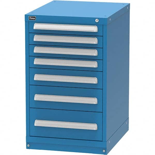 Vidmar - 7 Drawer, 45 Compartment Bright Blue Steel Modular Storage Cabinet - Exact Tool & Supply