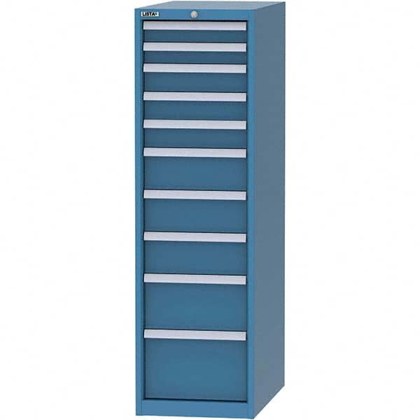 LISTA - 10 Drawer, 45 Compartment Bright Blue Steel Modular Storage Cabinet - Exact Tool & Supply