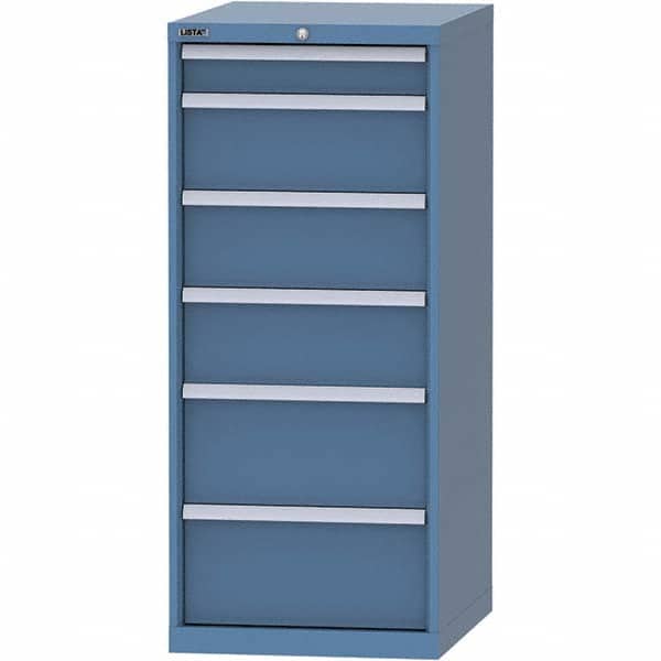 LISTA - 6 Drawer, 99 Compartment Bright Blue Steel Modular Storage Cabinet - Exact Tool & Supply