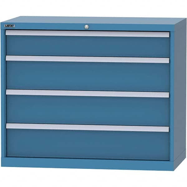 LISTA - 4 Drawer, 84 Compartment Bright Blue Steel Modular Storage Cabinet - Exact Tool & Supply
