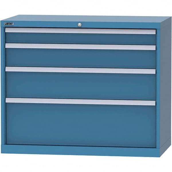 LISTA - 4 Drawer, 84 Compartment Bright Blue Steel Modular Storage Cabinet - Exact Tool & Supply