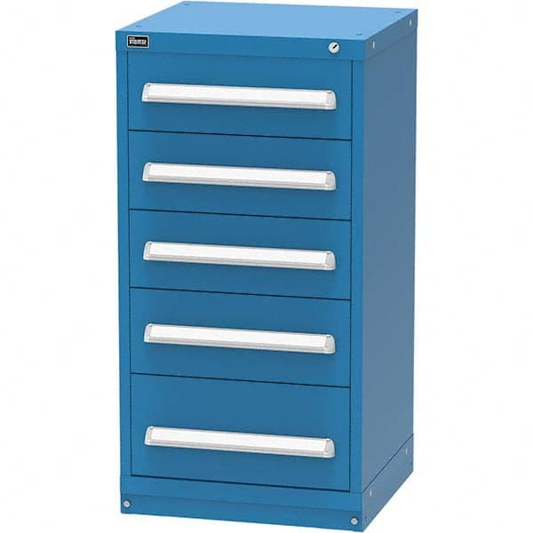Vidmar - 5 Drawer Bright Blue Steel Modular Storage Cabinet - Exact Tool & Supply