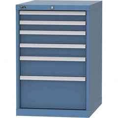 LISTA - 6 Drawer, 99 Compartment Bright Blue Steel Modular Storage Cabinet - Exact Tool & Supply