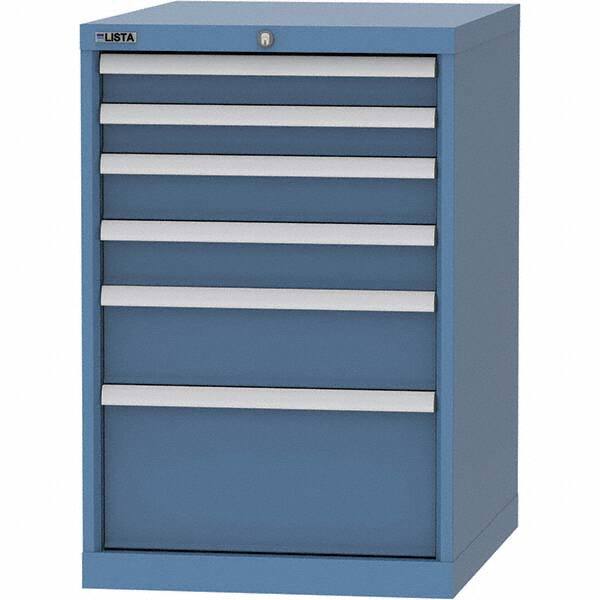 LISTA - 6 Drawer, 99 Compartment Bright Blue Steel Modular Storage Cabinet - Exact Tool & Supply
