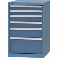 LISTA - 6 Drawer, 99 Compartment Bright Blue Steel Modular Storage Cabinet - Exact Tool & Supply