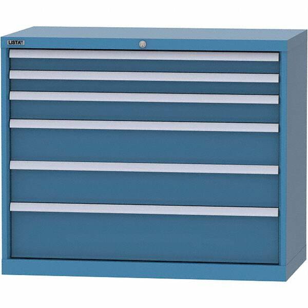 LISTA - 6 Drawer, 84 Compartment Bright Blue Steel Modular Storage Cabinet - Exact Tool & Supply