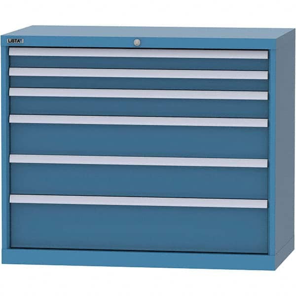 LISTA - 6 Drawer, 84 Compartment Bright Blue Steel Modular Storage Cabinet - Exact Tool & Supply