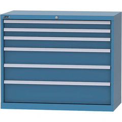 LISTA - 6 Drawer, 84 Compartment Bright Blue Steel Modular Storage Cabinet - Exact Tool & Supply