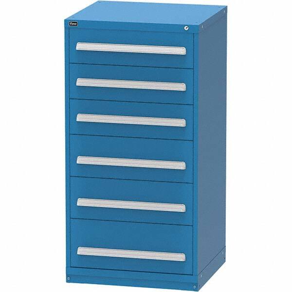 Vidmar - 6 Drawer Bright Blue Steel Modular Storage Cabinet - Exact Tool & Supply