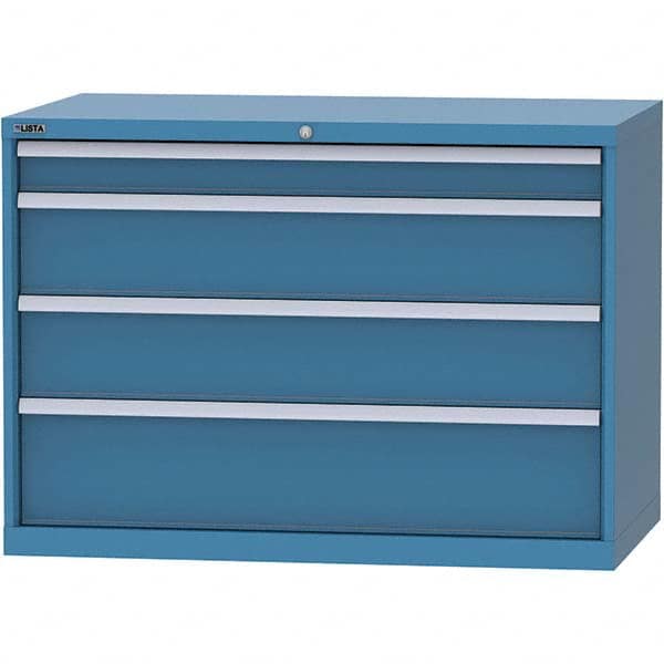 LISTA - 4 Drawer, 99 Compartment Bright Blue Steel Modular Storage Cabinet - Exact Tool & Supply