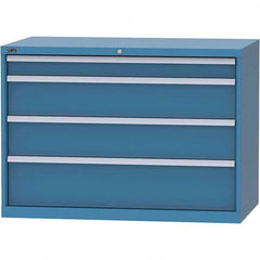 LISTA - 4 Drawer, 99 Compartment Bright Blue Steel Modular Storage Cabinet - Exact Tool & Supply