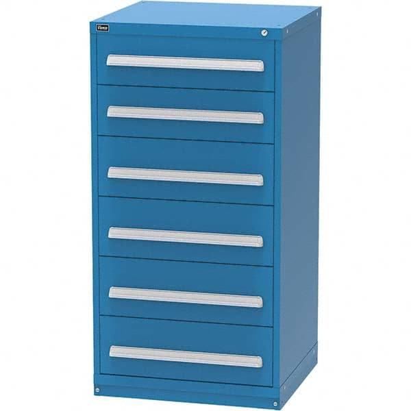 Vidmar - 6 Drawer Bright Blue Steel Modular Storage Cabinet - Exact Tool & Supply