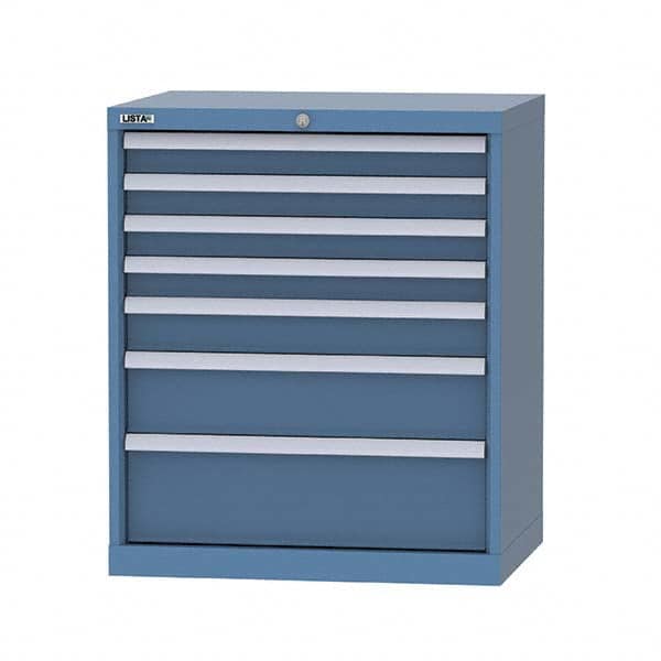 LISTA - 7 Drawer, 124 Compartment Bright Blue Steel Modular Storage Cabinet - Exact Tool & Supply