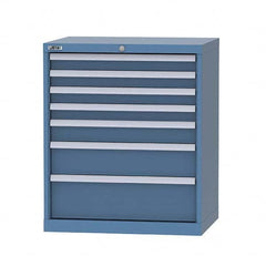 LISTA - 7 Drawer, 124 Compartment Bright Blue Steel Modular Storage Cabinet - Exact Tool & Supply
