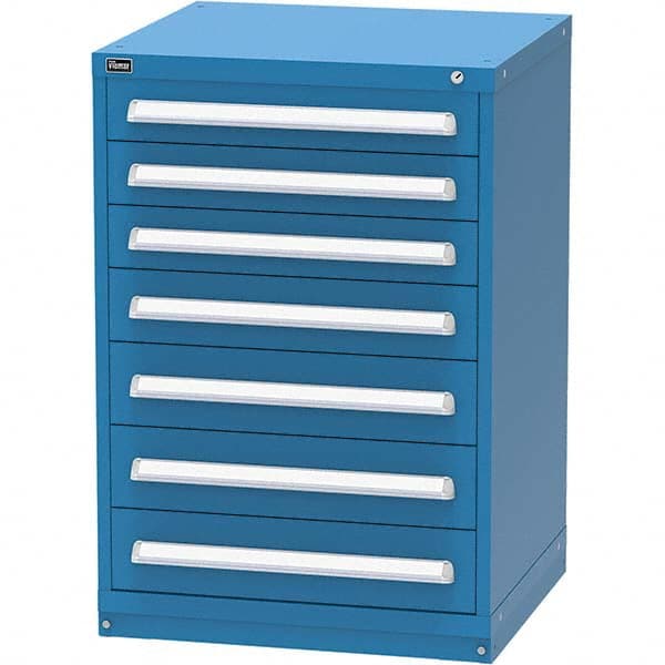 Vidmar - 7 Drawer, 124 Compartment Bright Blue Steel Modular Storage Cabinet - Exact Tool & Supply