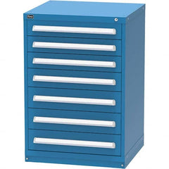 Vidmar - 7 Drawer, 124 Compartment Bright Blue Steel Modular Storage Cabinet - Exact Tool & Supply