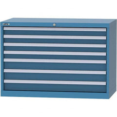 LISTA - 7 Drawer, 84 Compartment Bright Blue Steel Modular Storage Cabinet - Exact Tool & Supply