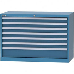 LISTA - 7 Drawer, 84 Compartment Bright Blue Steel Modular Storage Cabinet - Exact Tool & Supply