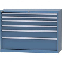 LISTA - 6 Drawer, 99 Compartment Bright Blue Steel Modular Storage Cabinet - Exact Tool & Supply