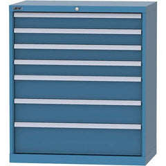 LISTA - 7 Drawer, 84 Compartment Bright Blue Steel Modular Storage Cabinet - Exact Tool & Supply