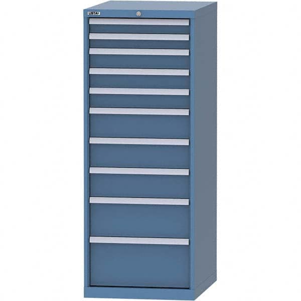 LISTA - 10 Drawer, 99 Compartment Bright Blue Steel Modular Storage Cabinet - Exact Tool & Supply