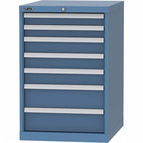 LISTA - 7 Drawer, 99 Compartment Bright Blue Steel Modular Storage Cabinet - Exact Tool & Supply