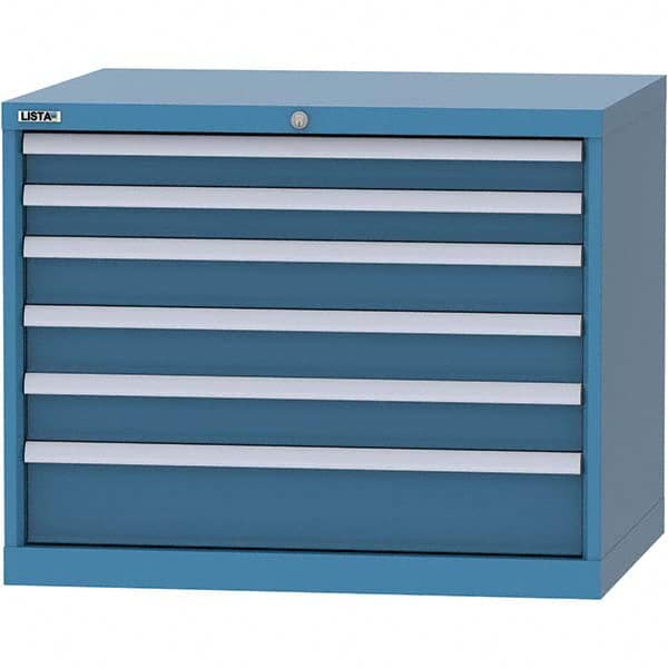LISTA - 6 Drawer, 84 Compartment Bright Blue Steel Modular Storage Cabinet - Exact Tool & Supply
