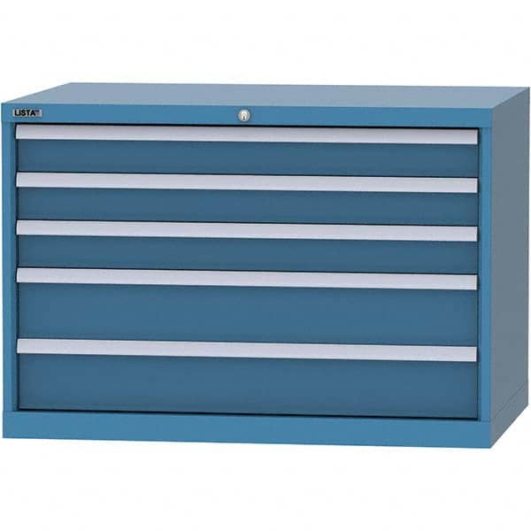 LISTA - 5 Drawer, 84 Compartment Bright Blue Steel Modular Storage Cabinet - Exact Tool & Supply