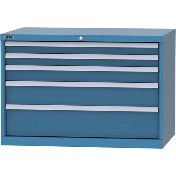 LISTA - 5 Drawer, 84 Compartment Bright Blue Steel Modular Storage Cabinet - Exact Tool & Supply