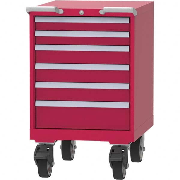 LISTA - 6 Drawer, 99 Compartment Red Steel Modular Storage Cabinet - Exact Tool & Supply