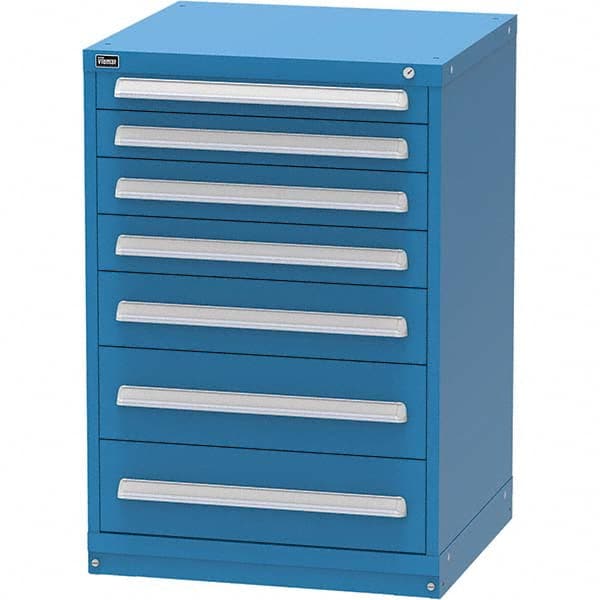 Vidmar - 7 Drawer, 60 Compartment Bright Blue Steel Modular Storage Cabinet - Exact Tool & Supply