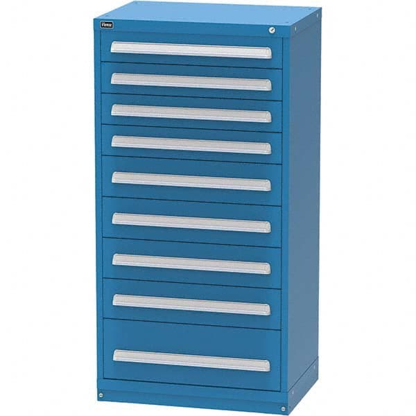 Vidmar - 9 Drawer, 45 Compartment Bright Blue Steel Modular Storage Cabinet - Exact Tool & Supply