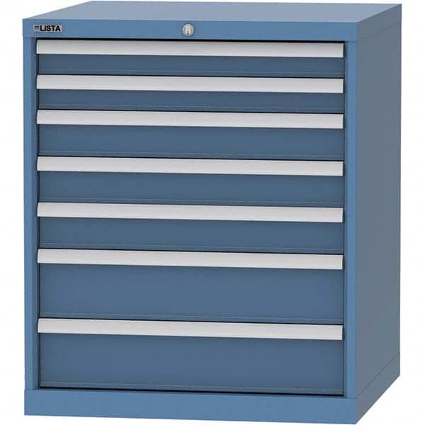 LISTA - 7 Drawer, 45 Compartment Bright Blue Steel Modular Storage Cabinet - Exact Tool & Supply
