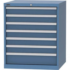 LISTA - 7 Drawer, 45 Compartment Bright Blue Steel Modular Storage Cabinet - Exact Tool & Supply