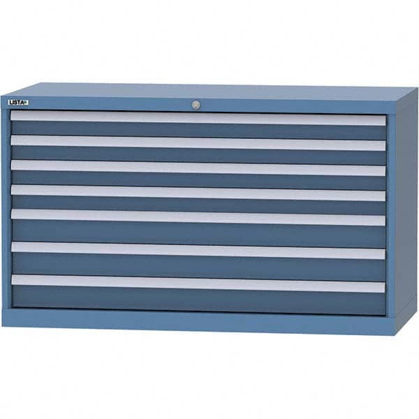 LISTA - 7 Drawer, 99 Compartment Bright Blue Steel Modular Storage Cabinet - Exact Tool & Supply