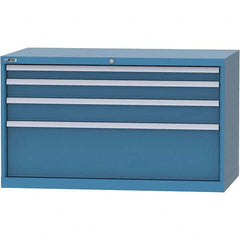 LISTA - 4 Drawer, 99 Compartment Bright Blue Steel Modular Storage Cabinet - Exact Tool & Supply