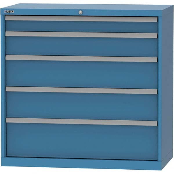 LISTA - 5 Drawer, 84 Compartment Bright Blue Steel Modular Storage Cabinet - Exact Tool & Supply