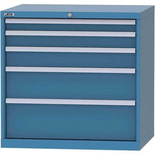 LISTA - 5 Drawer, 84 Compartment Bright Blue Steel Modular Storage Cabinet - Exact Tool & Supply