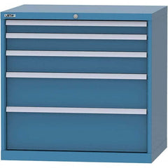 LISTA - 5 Drawer, 84 Compartment Bright Blue Steel Modular Storage Cabinet - Exact Tool & Supply