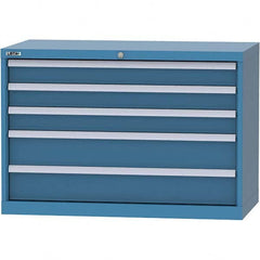 LISTA - 5 Drawer, 84 Compartment Bright Blue Steel Modular Storage Cabinet - Exact Tool & Supply
