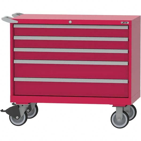 LISTA - 5 Drawer, 84 Compartment Bright Blue Steel Modular Storage Cabinet - Exact Tool & Supply