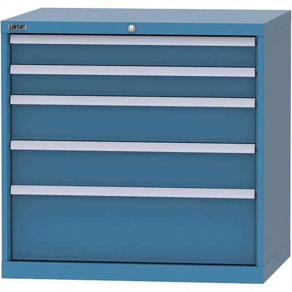 LISTA - 5 Drawer, 84 Compartment Bright Blue Steel Modular Storage Cabinet - Exact Tool & Supply
